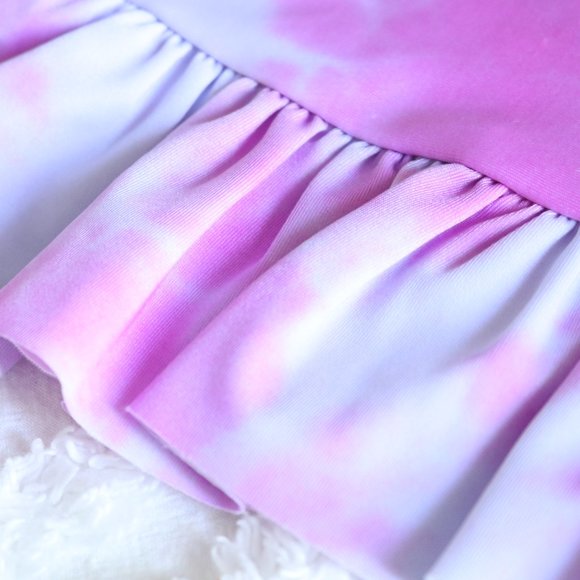 Summer Tie Dye Rainbow Ruffle Long Sleeve Swim & Athleticwear Top | 2pc Bundle - Picture 4 of 16